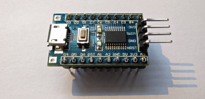 a photo of the stm8 board