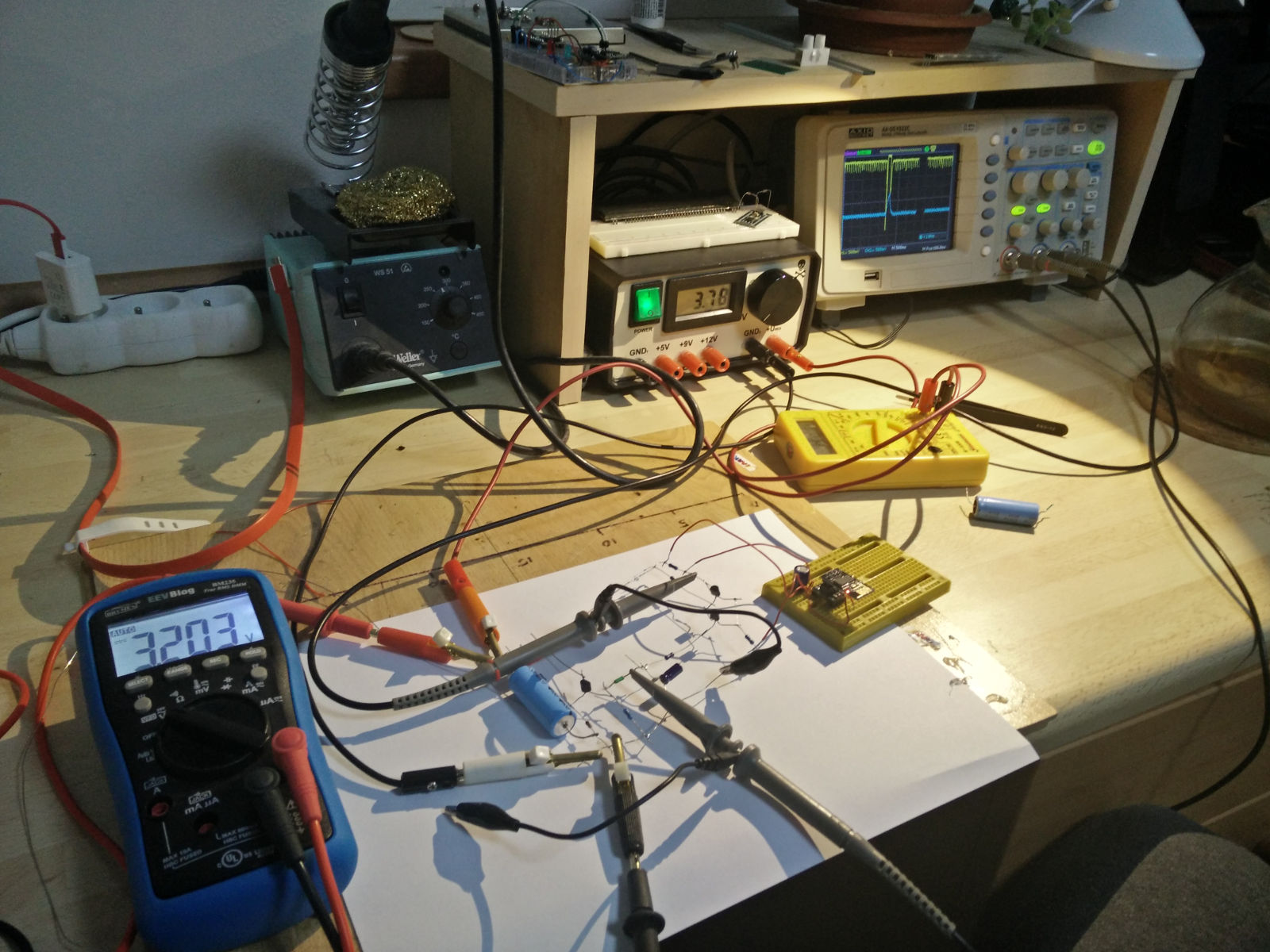 Breadboard build of the test circuit